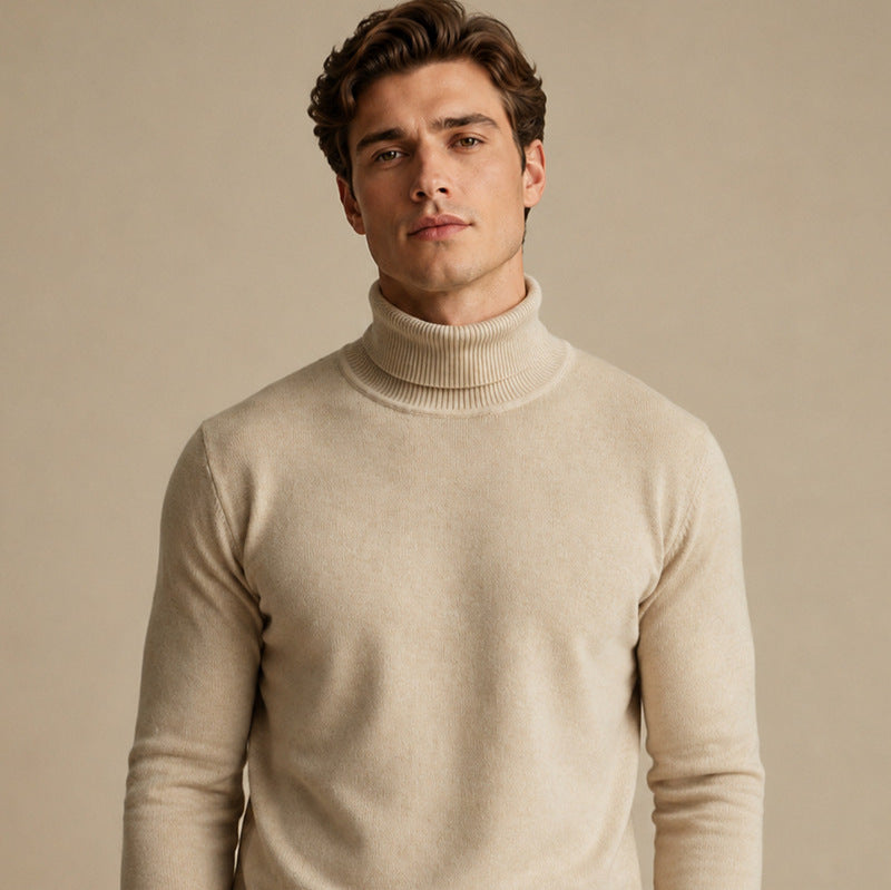 Herren-High-Neck-Longsleeve Winterpullover