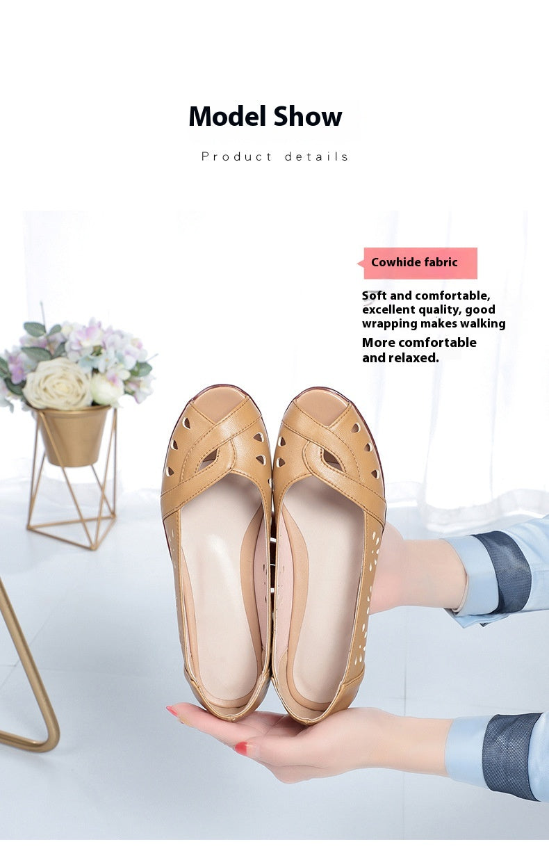 Peep Toe Sandalen flach, weiche Ledersohle – Bild 5 | LuxeStyle