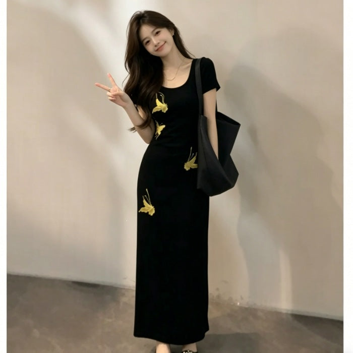 Vintage A-Linien Kleid mit Schmetterlingsdruck