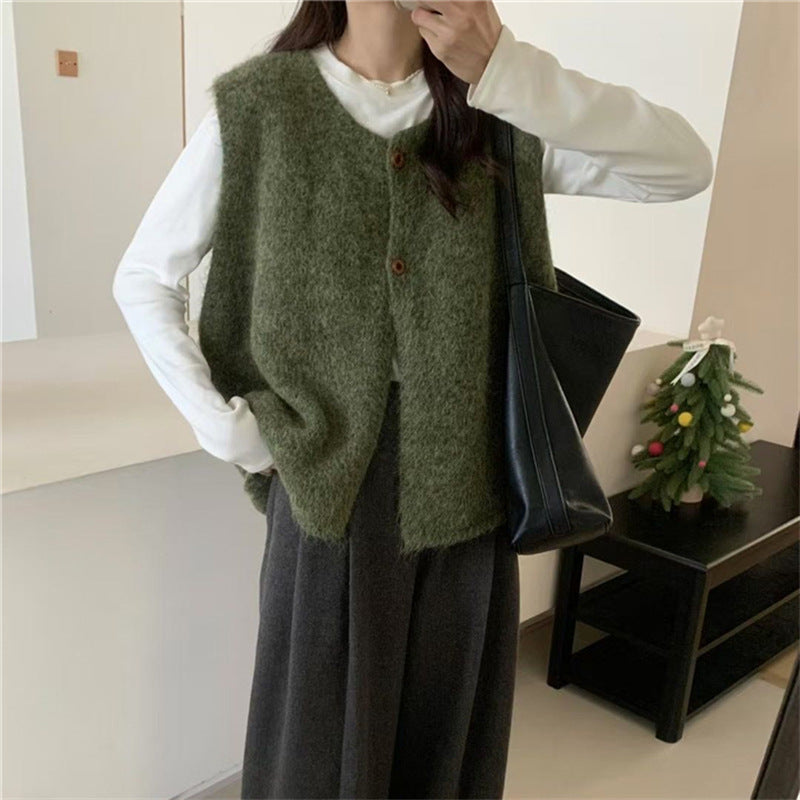 Knit-Weste im koreanischen Casual-Stil