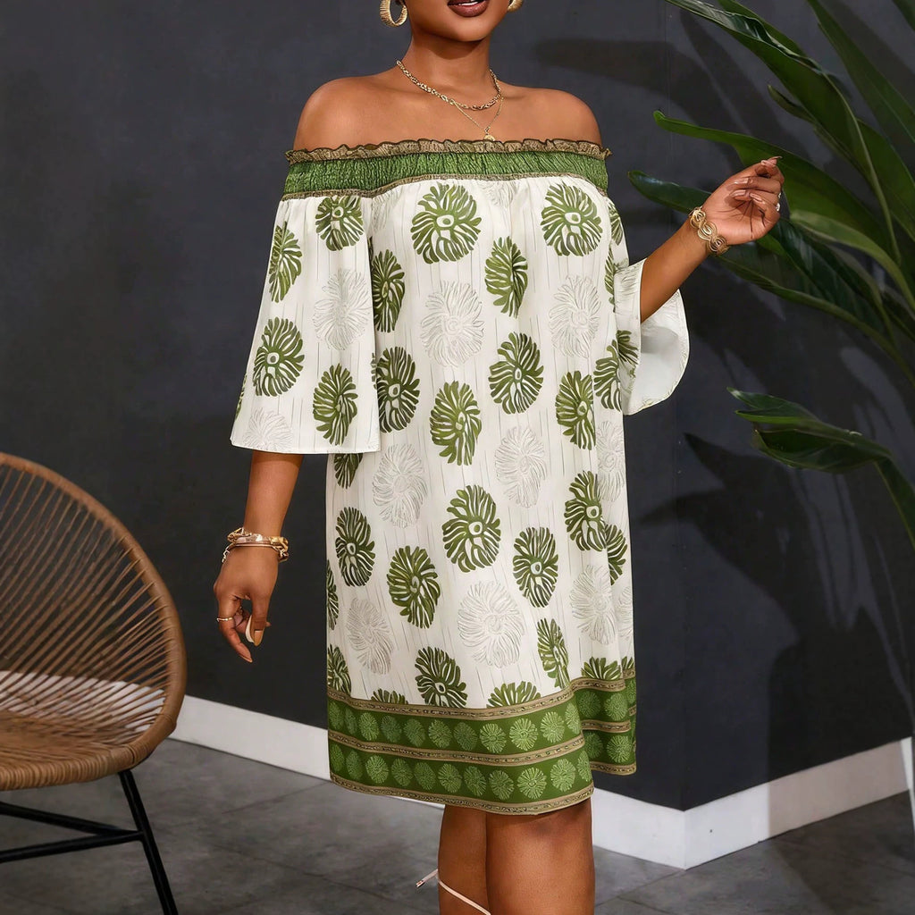 Elegantes A-Linien Kleid mit Print und Cut-Out