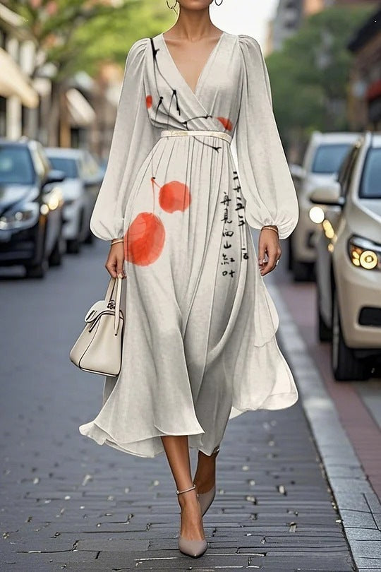 Bedrucktes Maxikleid mit Kapuze