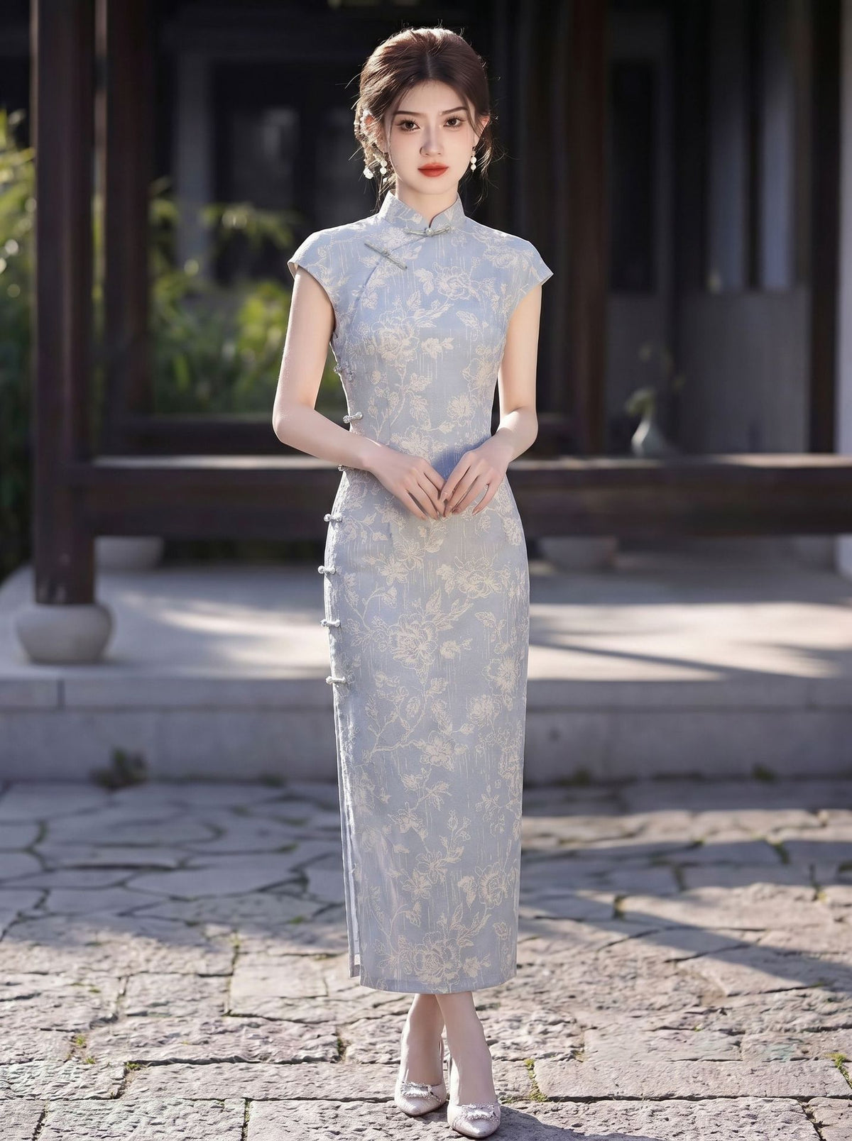 Elegantes Retro-Kleid in Grau-Blau – Bild 2 | LuxeStyle