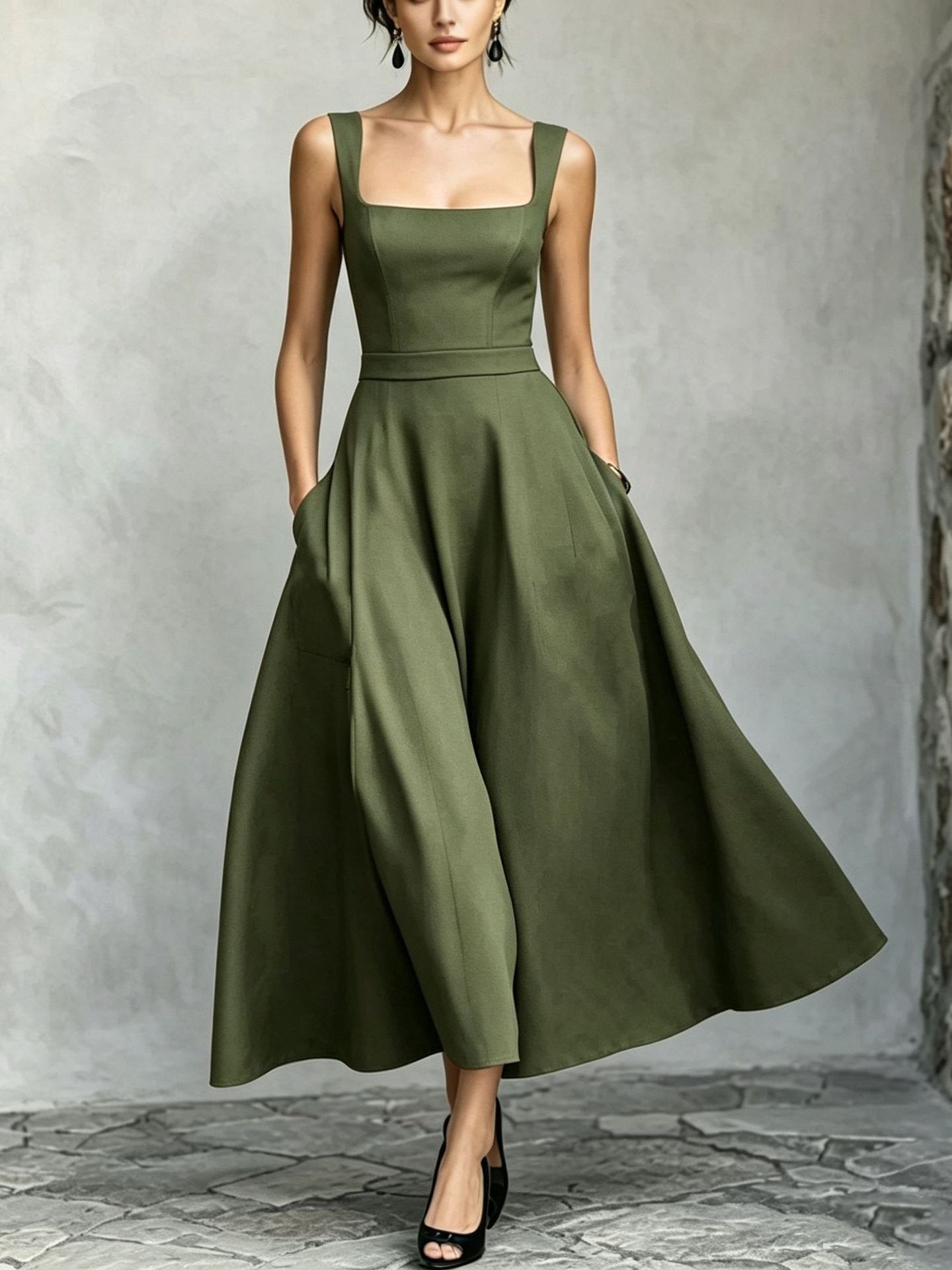 Damen-V-Ausschnitt-Maxi in A-Linie
