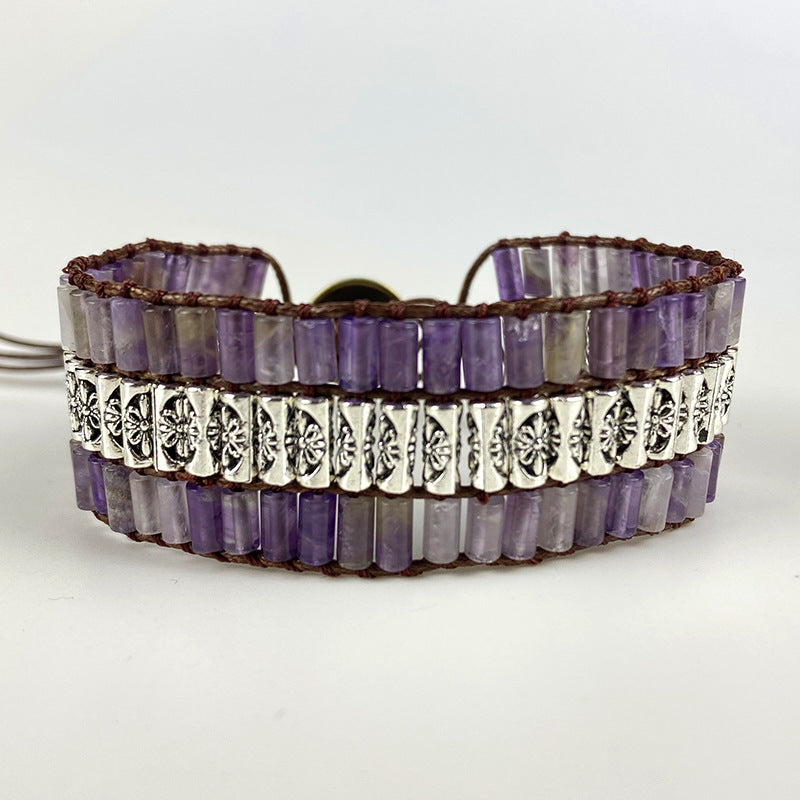 Retro Amethyst Zylinder Armband – Bild 2 | LuxeStyle
