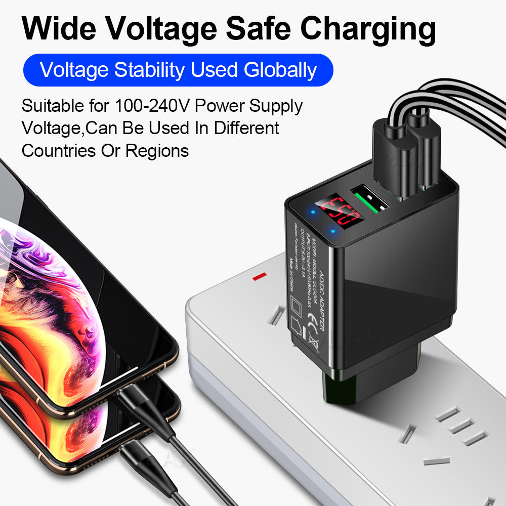 Digitales 3-Port USB-Ladegerät mit Display