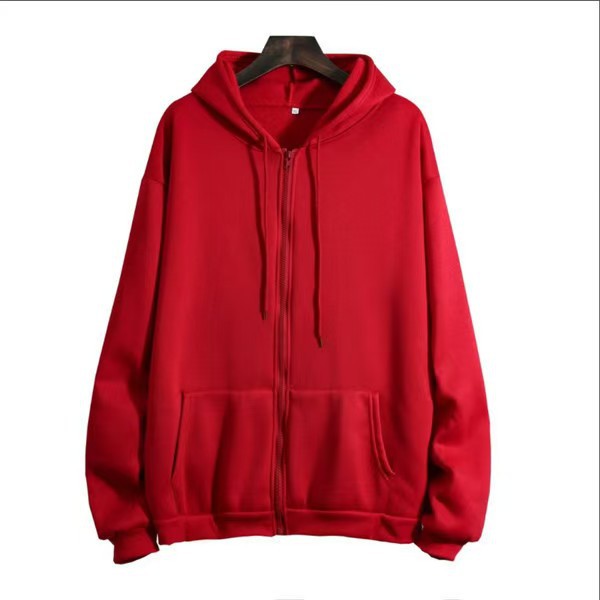 Hoodie Cardigan Solid-Fleece