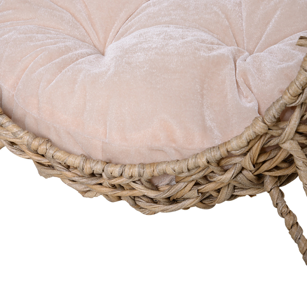 Elevierter Wicker-Katzenkorb mit Polster, Beige