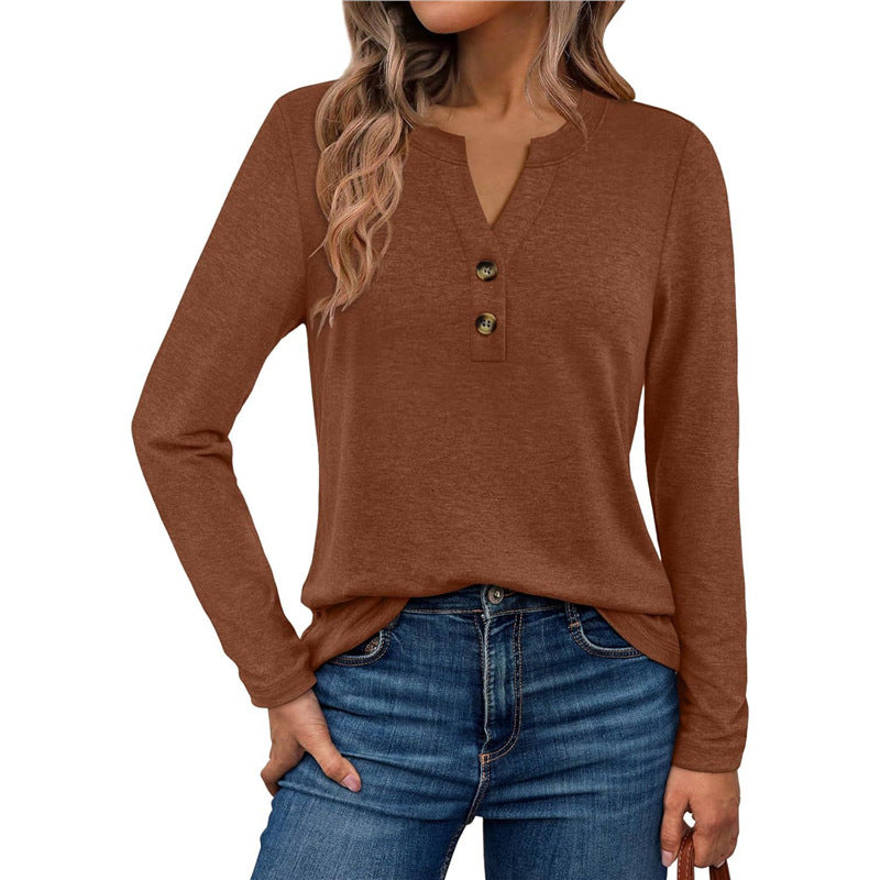 V-Neck Langarmshirt mit 3D-Effekt