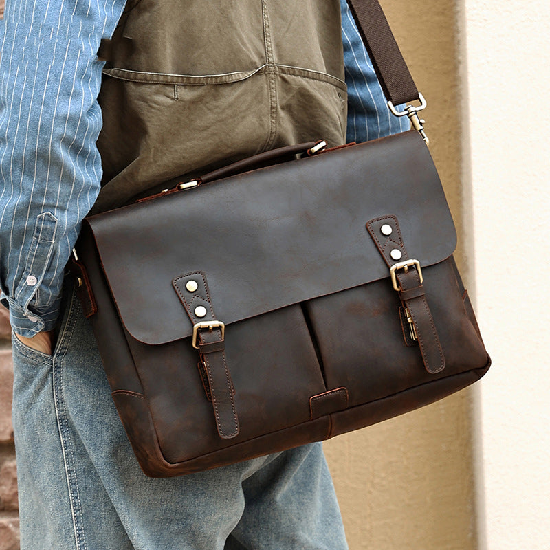 Herren Messenger Umhängetasche aus echtem Leder | LuxeStyle
