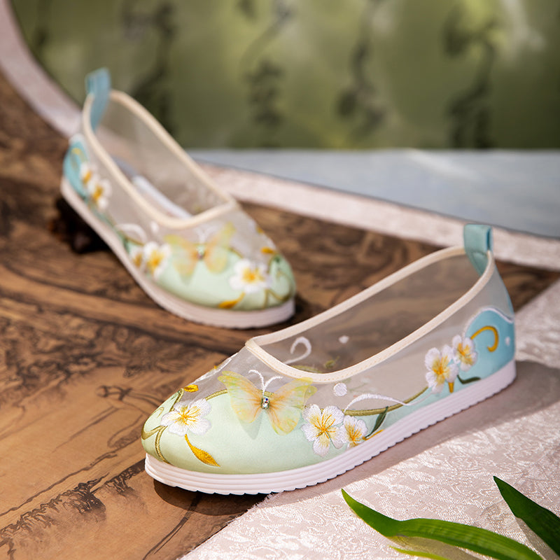 Atmungsaktive Mesh-Ballerinas mit Schmetterling
