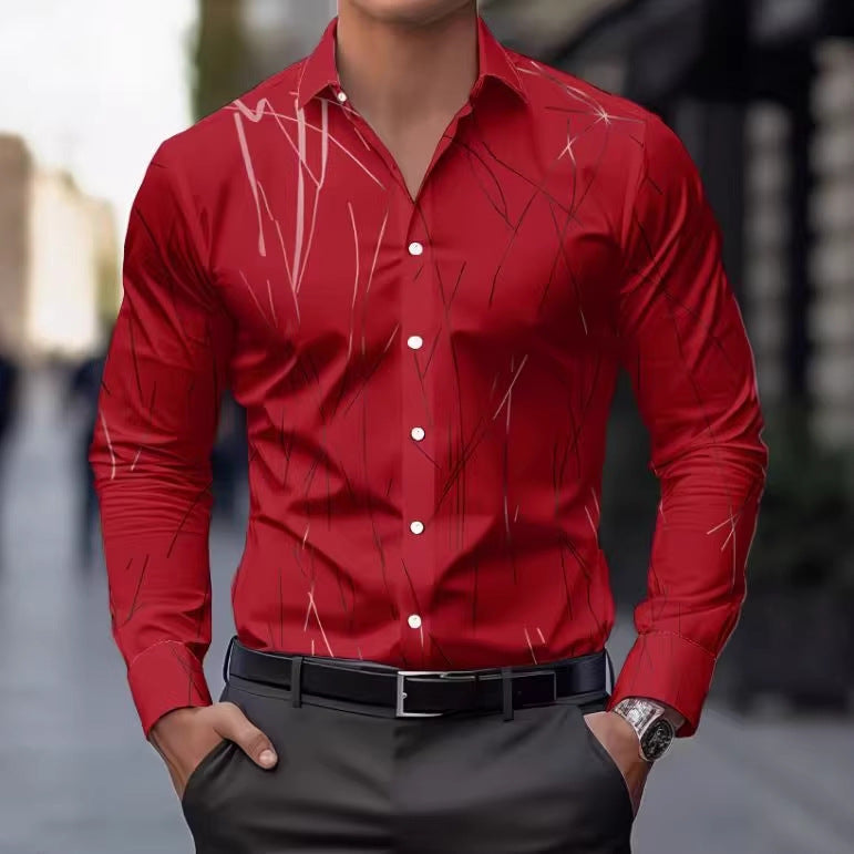 Slim-Fit Langarmshirt mit Linear-Print für Herren – Bild 2 | LuxeStyle