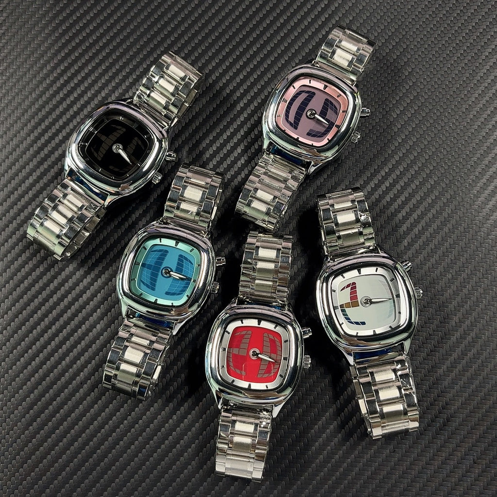 Retro-Armbanduhr Edelstahl