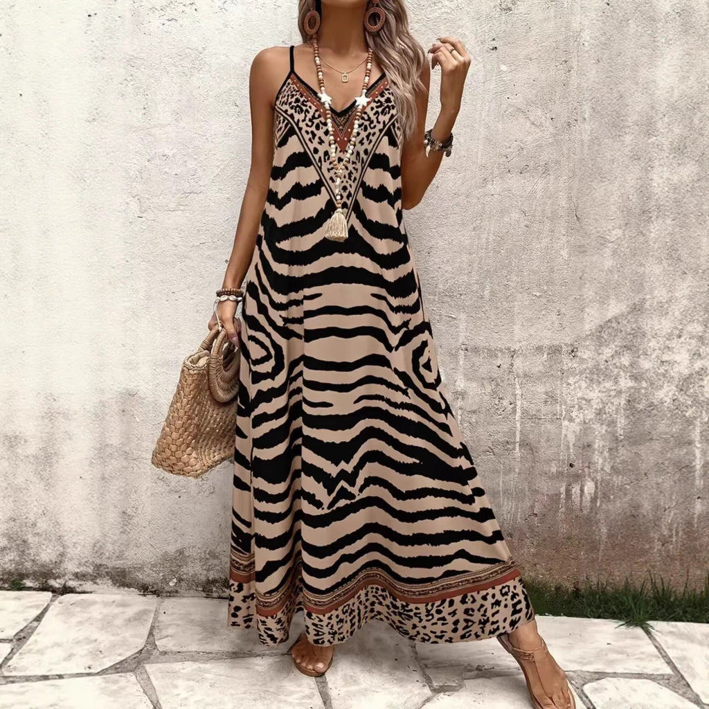 Leoparden-Print Strandkleid mit V-Ausschnitt – Bild 6 | LuxeStyle