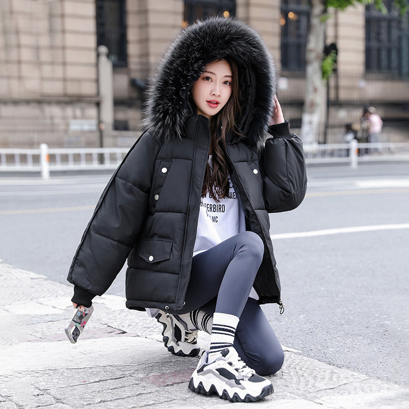 Damen Steppjacke mit grossem Fellkragen