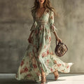 Geblümtes A-Linien Maxikleid – Bild 6 | LuxeStyle