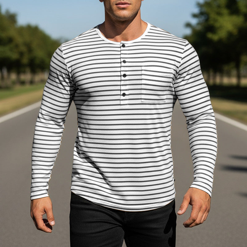 Herren Langarmshirt Gestreift – Bild 6 | LuxeStyle