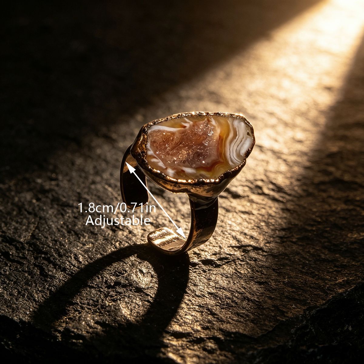 Verstellbarer Retro-Ring mit Achat-Kristall