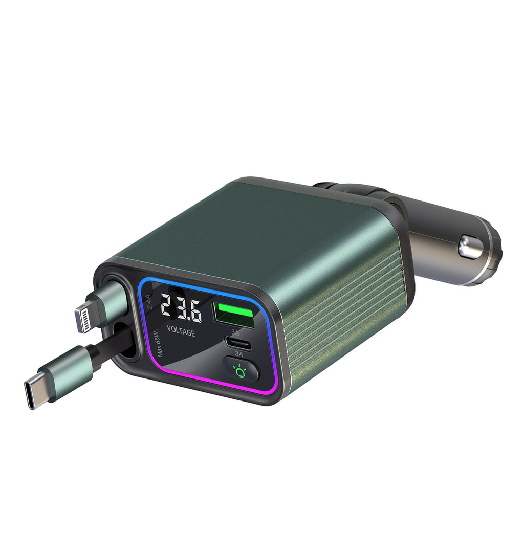 Grünes Auto-Ladegerät 12-24V mit abwickelbarem Kabel – Bild 5 | LuxeStyle