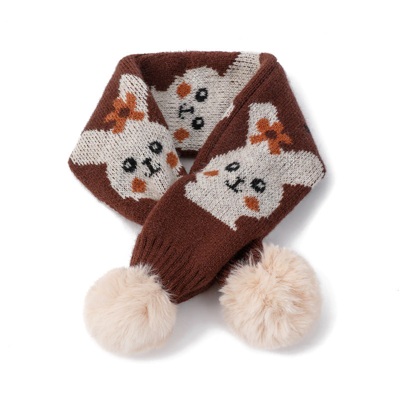 Gemusterter Strickschal mit Bären- und Kaninchenmuster | LuxeStyle