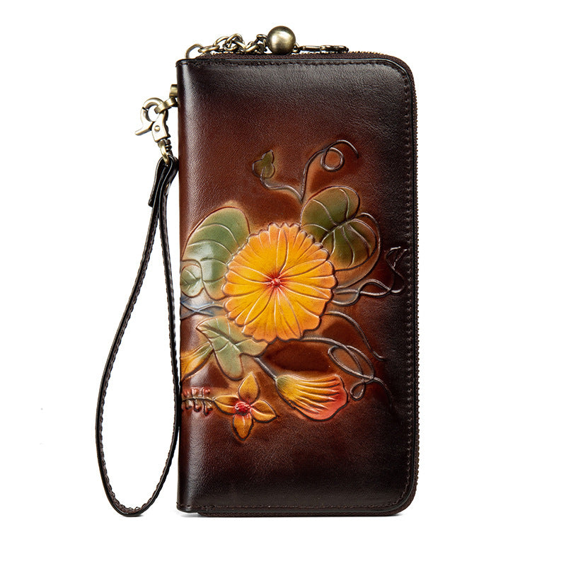 Leder-Geldbörse mit Blumenmuster und Reissverschluss – Bild 5 | LuxeStyle