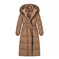 Langmantel mit Fellkragen in Camel – Bild 6 | LuxeStyle