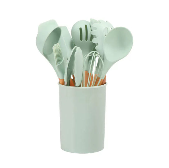 Silicone Kochgeschirr-Set mit Holzgriff · 12 Stück – Bild 6 | LuxeStyle