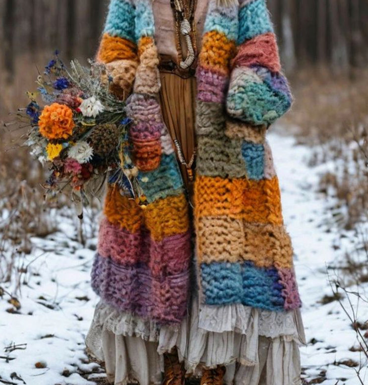 Kapuzenkleid mit Regenbogen-Print für Damen