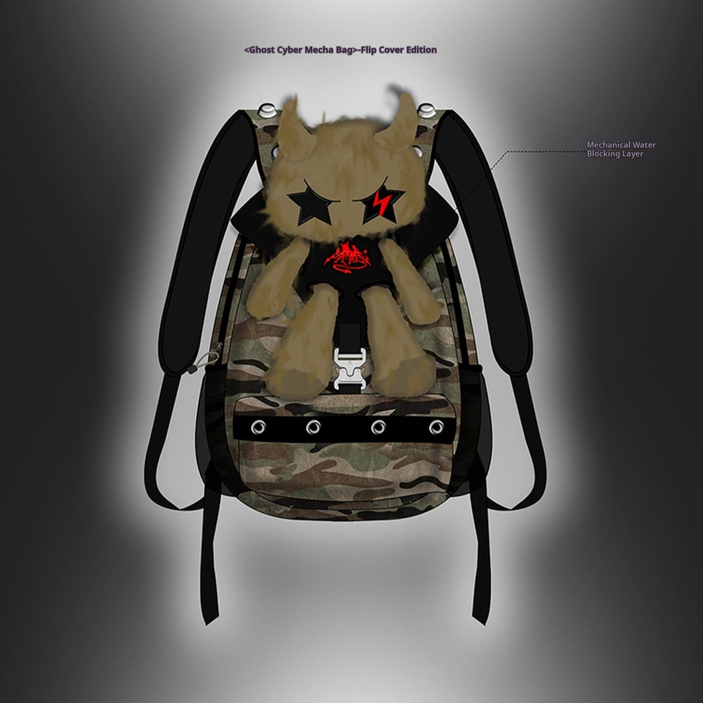 Cyber-Style Mecha Unisex Rucksack – Ansicht 6