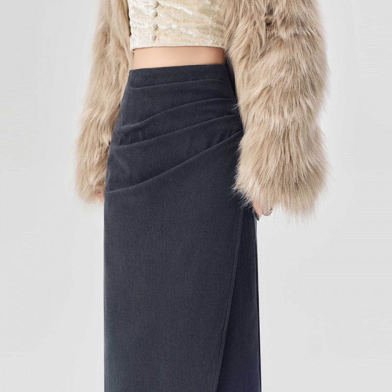 High-Waist Cordrock aus Feincord