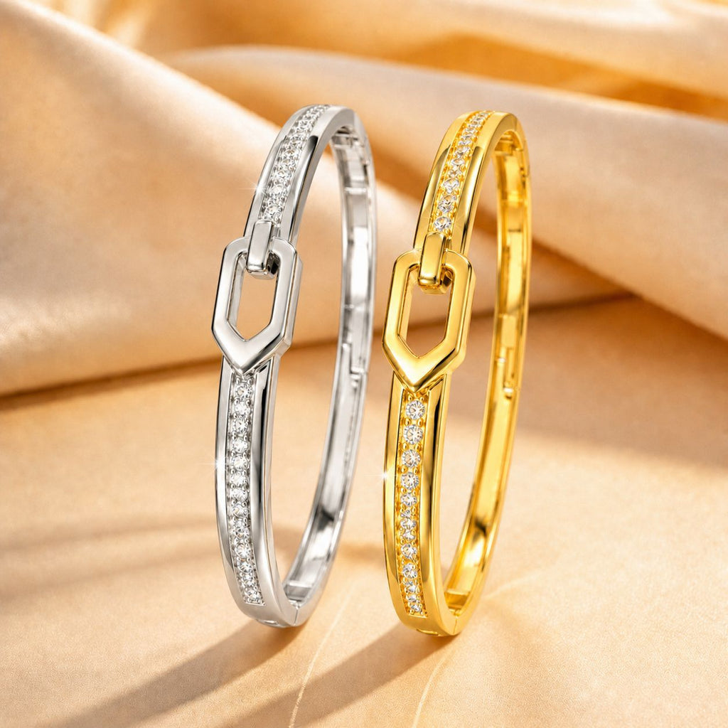 Geometrisches Armband mit Strass-Schloss