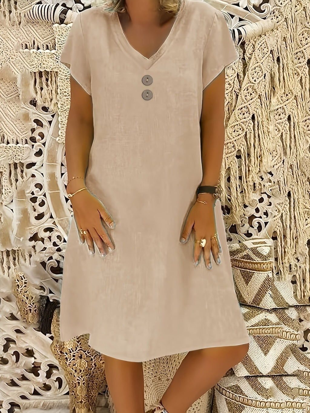 Luftiges Midi-Kleid aus Baumwoll-Leinen – Bild 3 | LuxeStyle