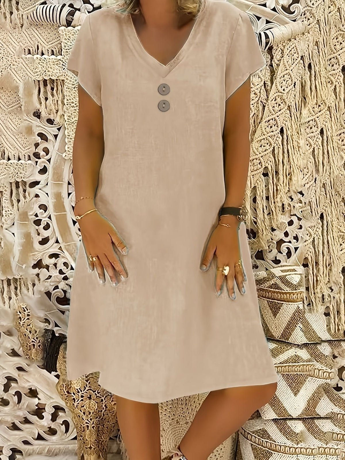 Luftiges Midi-Kleid aus Baumwoll-Leinen – Bild 3 | LuxeStyle