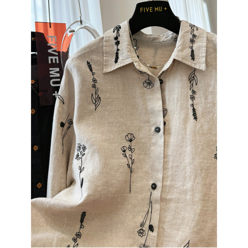 Elegantes Langarm-Top mit Pflanzenmuster | LuxeStyle