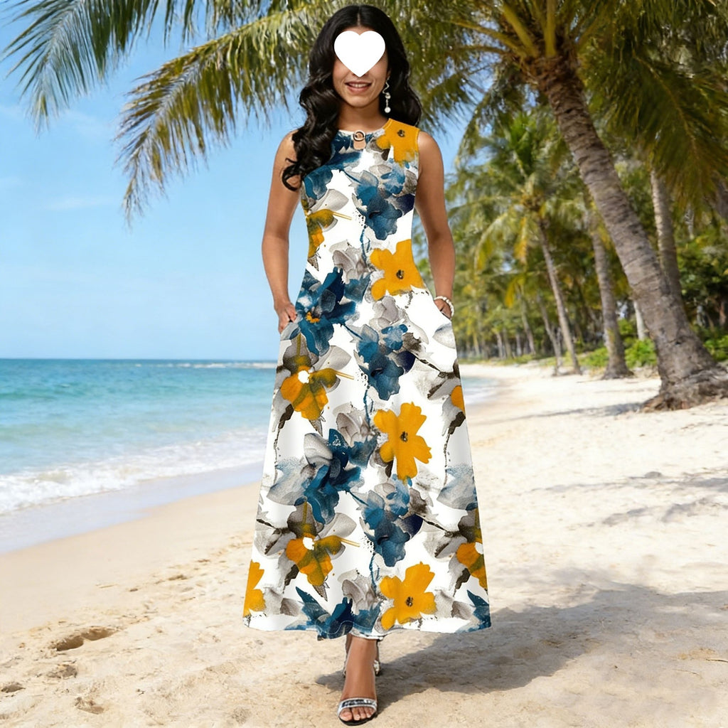 Maxikleid mit Tropenmuster