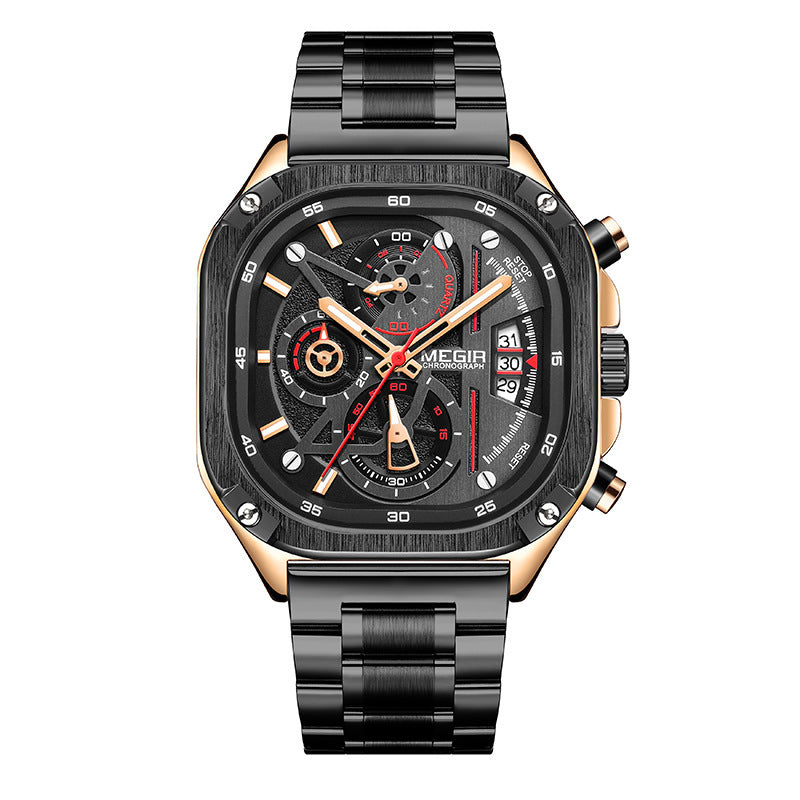Herren Quarzuhr, eckig, Edelstahlarmband – Bild 7 | LuxeStyle