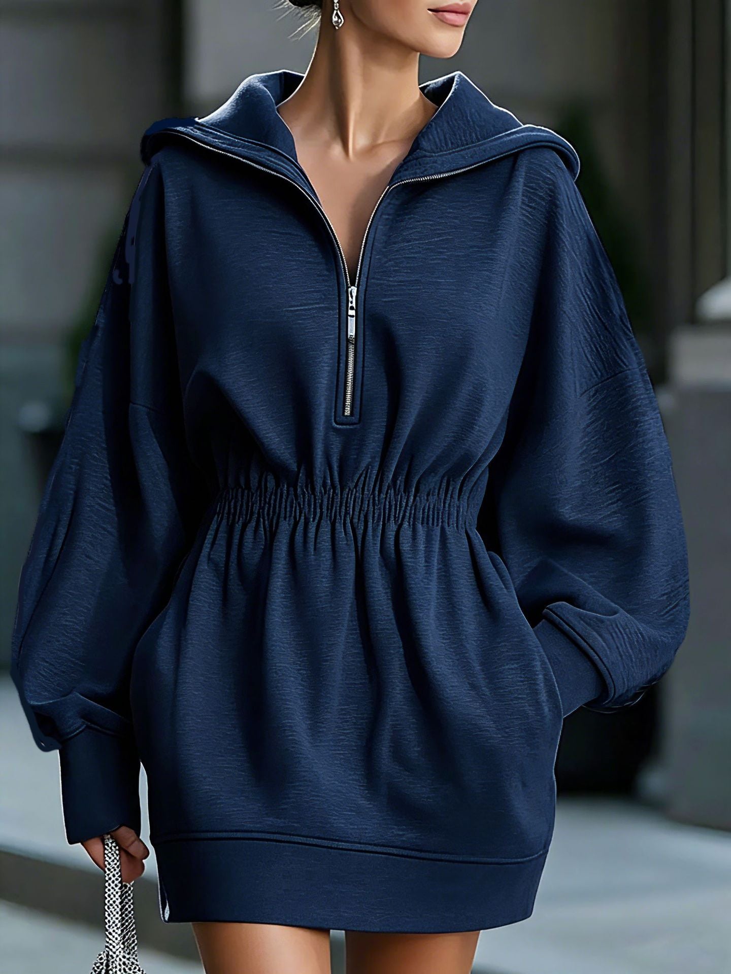 Langer Sweatshirt Rock mit Kapuze