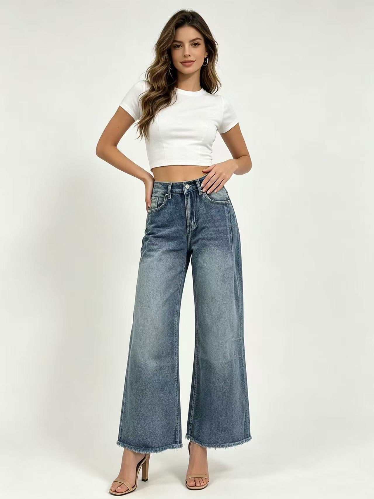 High Waist Straight Leg Jeans