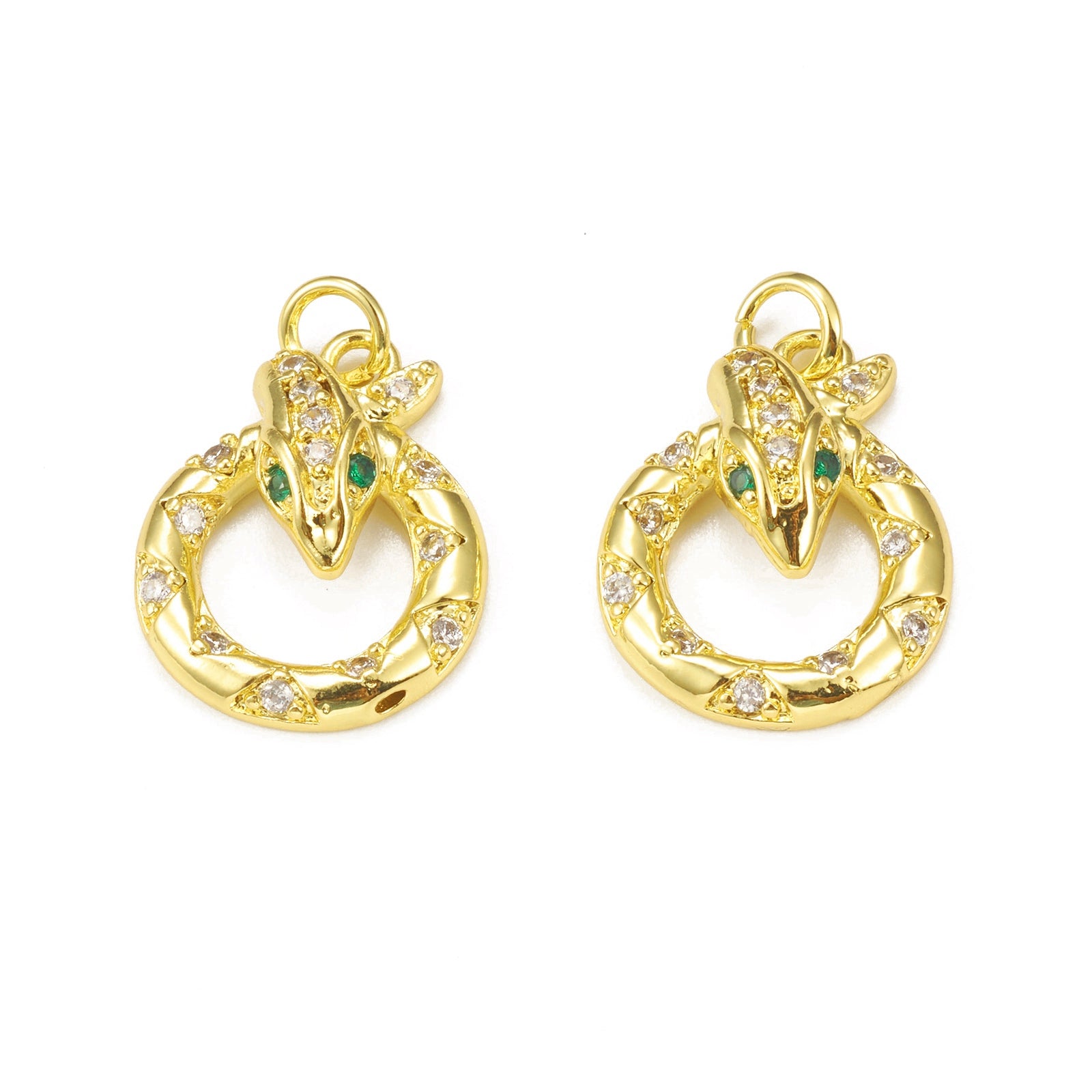 5er-Set Messing-Anhänger mit Zirkonia-Pavé