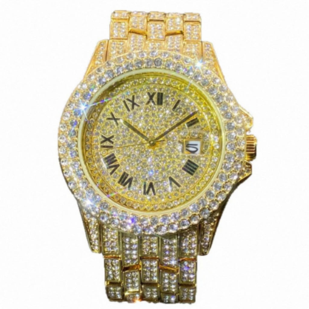 Premium-Diamant Herrenquarzuhren mit Kalendarfunktion