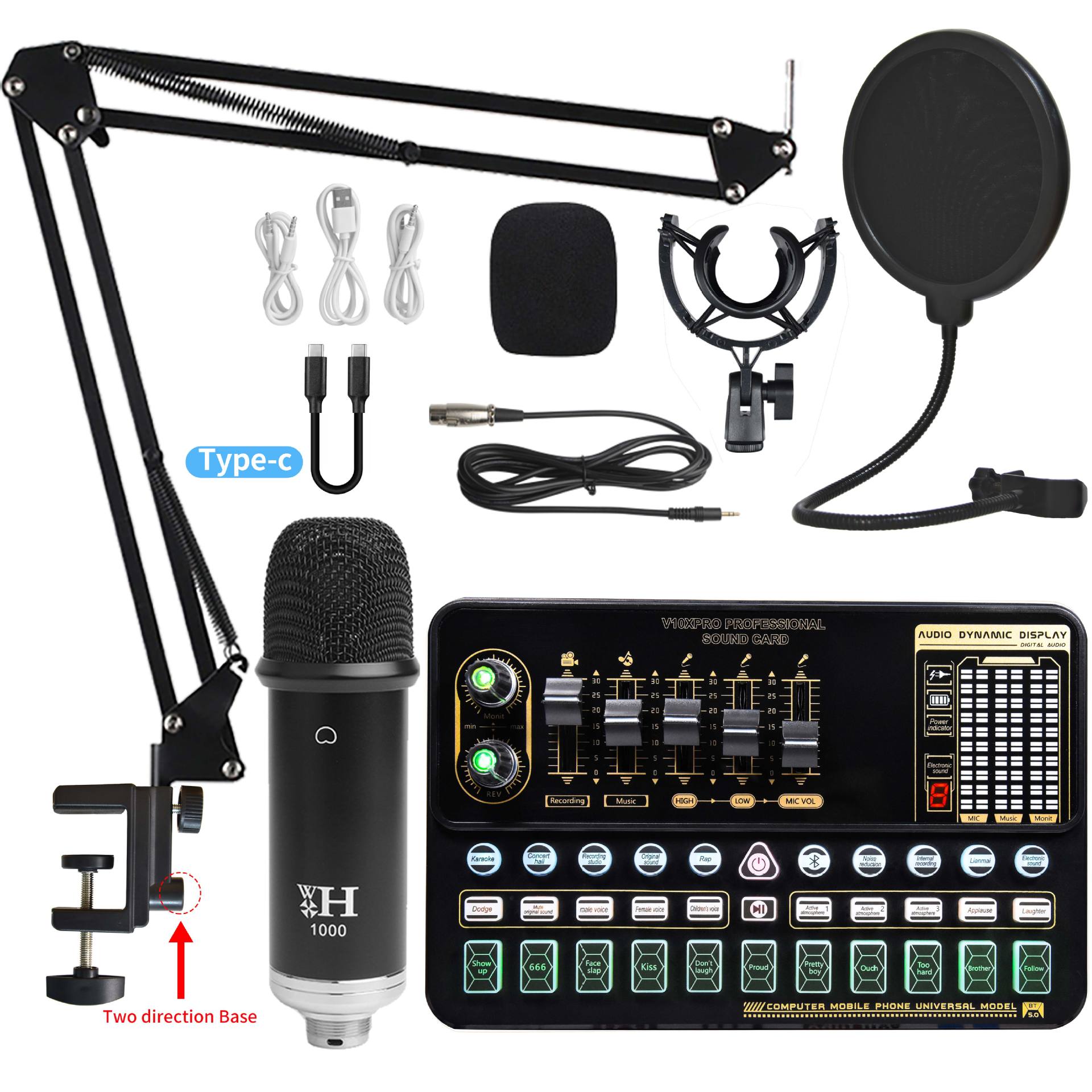 Live Broadcast Soundkarten-Set mit Kondensatormikrofon