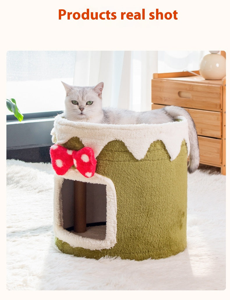 Doppellagiges Katzenbett mit Kletterrahmen