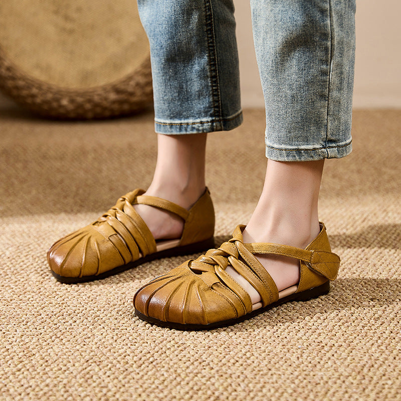Vintage-Sandalen aus Vollnarbenleder