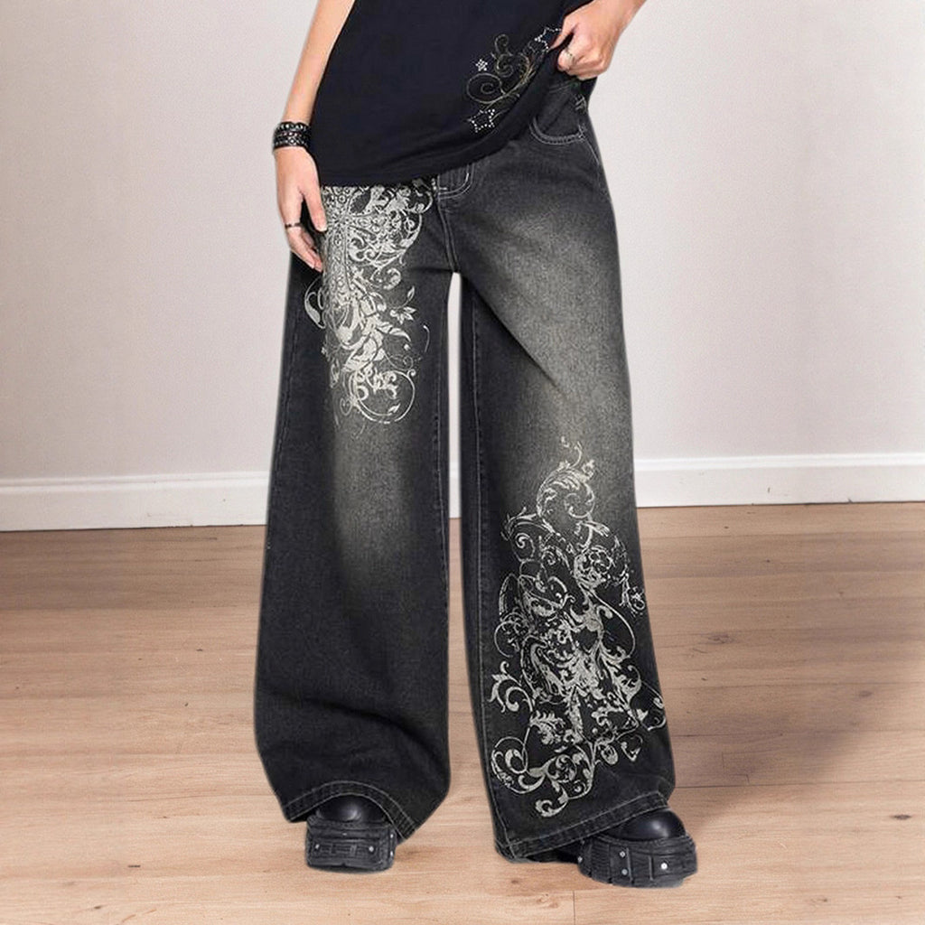 Gerade Beine Gewaschene abgenutzte Casual Jeans