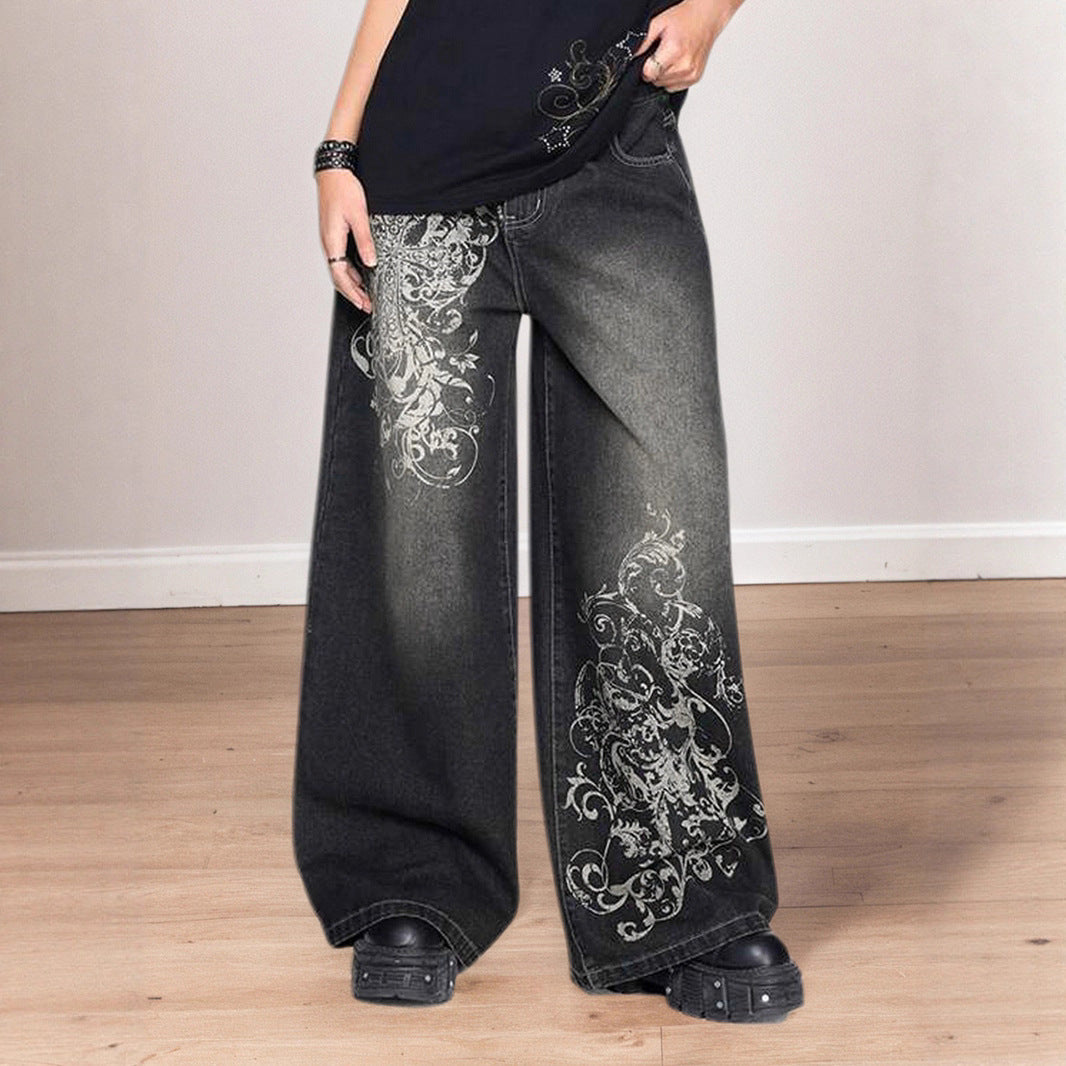 Gerade Beine Gewaschene abgenutzte Casual Jeans