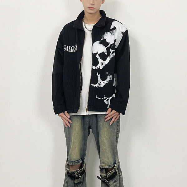 Jeansjacke mit Totenkopf-Stickerei – Bild 5 | LuxeStyle