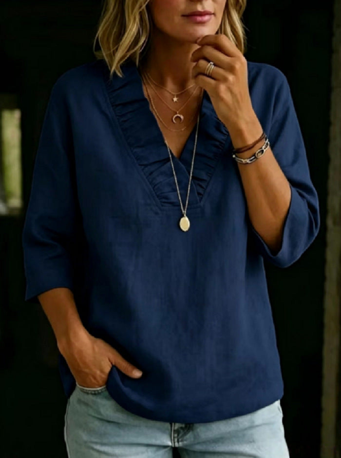 Damen Bluse aus Baumwoll-Leinen-Mix