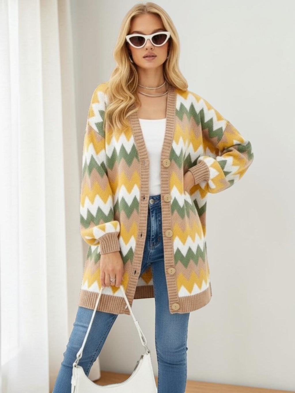 Color-Block Strickjacke im Oversize-Look