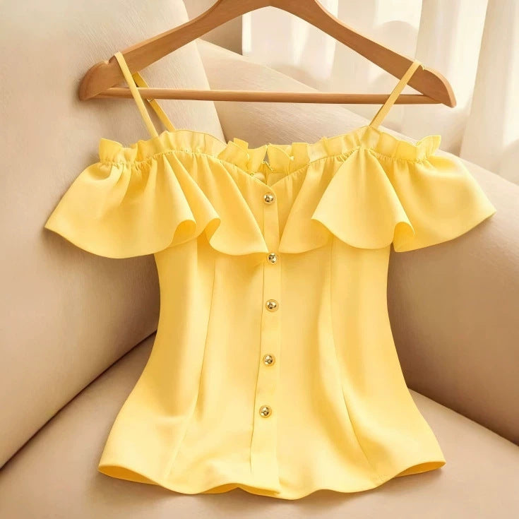 Elegante Off-Shoulder Camisole Bluse mit Rüschen – Bild 1 | LuxeStyle