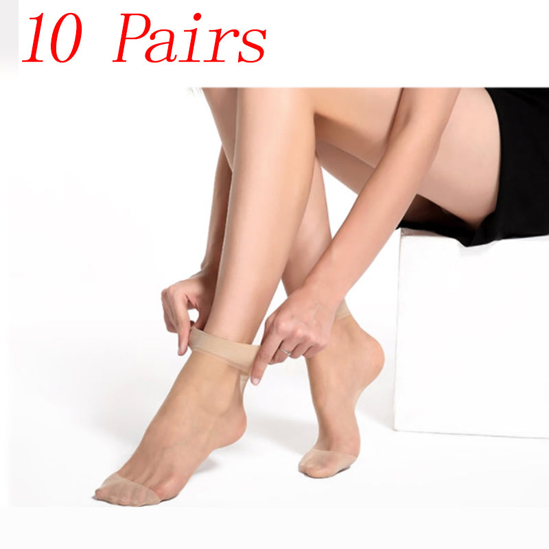 10 Paar Damen Füsslinge Seidig Glatt